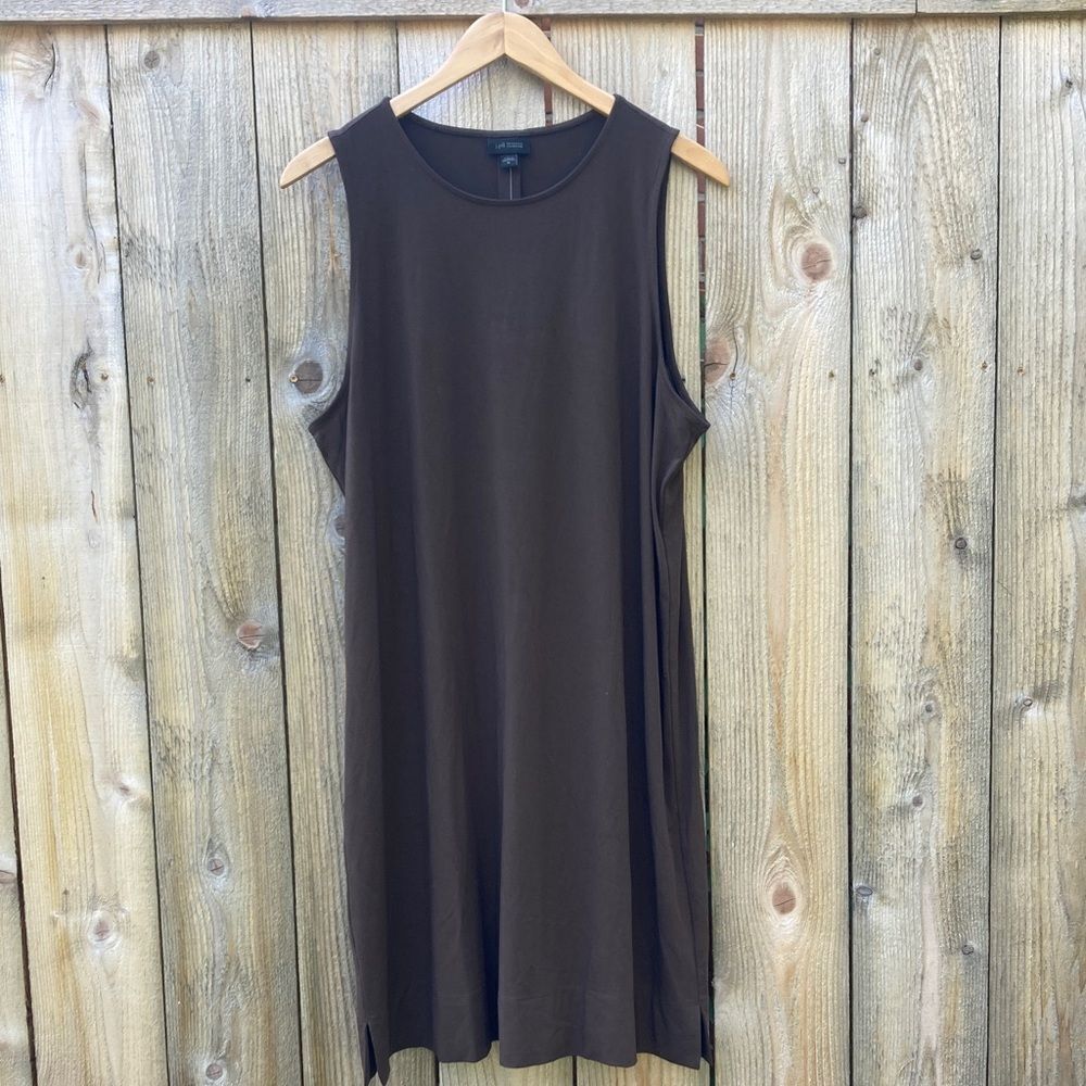 J. Jill Wearever Dark Truffle Sleeveless Pull-over Tunic Dress